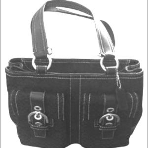 Coach Two Front Pocket Black Satchel